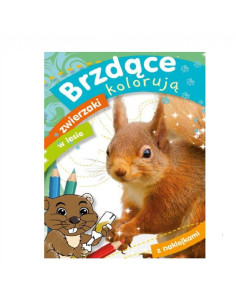 KOLOROWANKA Z NAKLEJKAMI  "Brzdące kolorują zwierzaki w lesie"