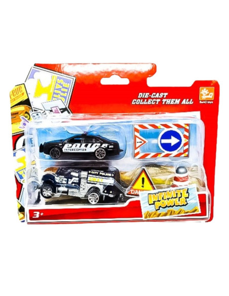 POJAZDY METALOWE "POLICE + ZNAKI" - 2 szt.