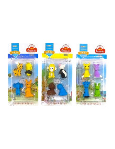 GUMKI SZKOLNE "ANIMALS MIX" -  4 szt.