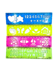 LINIJKA SZKOLNA "SZABLONY - MIX" - 4 szt.