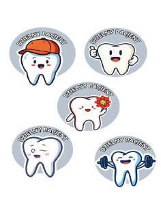 NAKLEJKI DZIELNY PACJENT  "ZĄBKI - 3" - 100 szt.