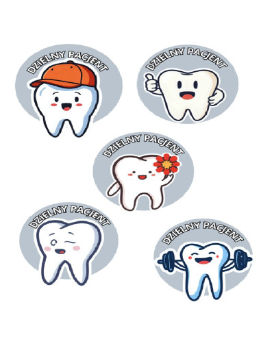 NAKLEJKI DZIELNY PACJENT  "ZĄBKI - 3" - 100 szt.