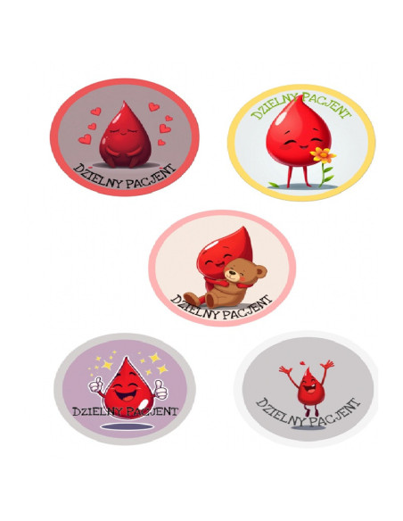 NAKLEJKI DZIELNY PACJENT  "KREW" - 100 szt.