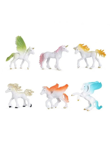 FIGURKI  "JEDNOROŻCE-PEGAZY-KONIE" - 6 SZT.