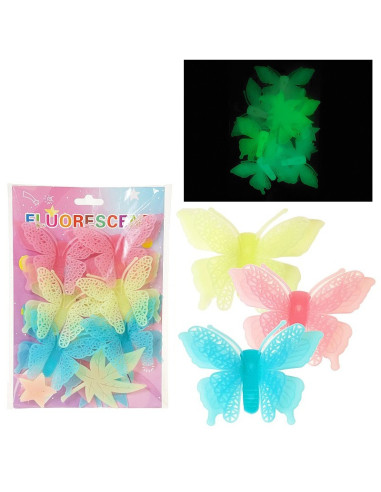 ZESTAW ŚWIECĄCYCH NAKLEJEK NA ŚCIANĘ "MOTYLE"