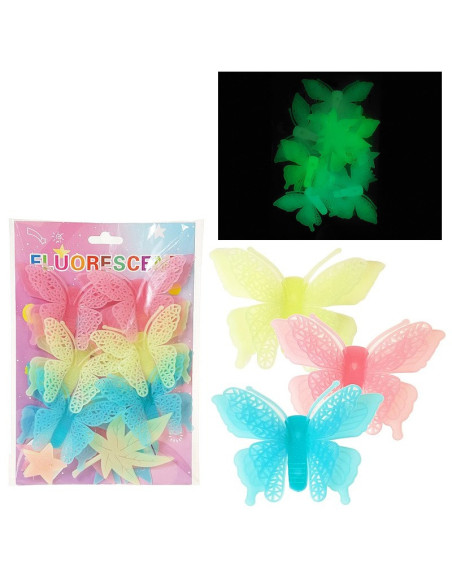 ZESTAW ŚWIECĄCYCH NAKLEJEK NA ŚCIANĘ "MOTYLE"