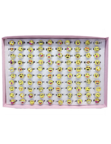 PIERŚCIONKI "EMOTKI - BOX" - 100 szt.