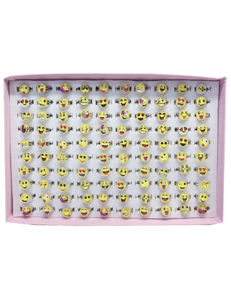 PIERŚCIONKI "EMOTKI - BOX" - 100 szt.