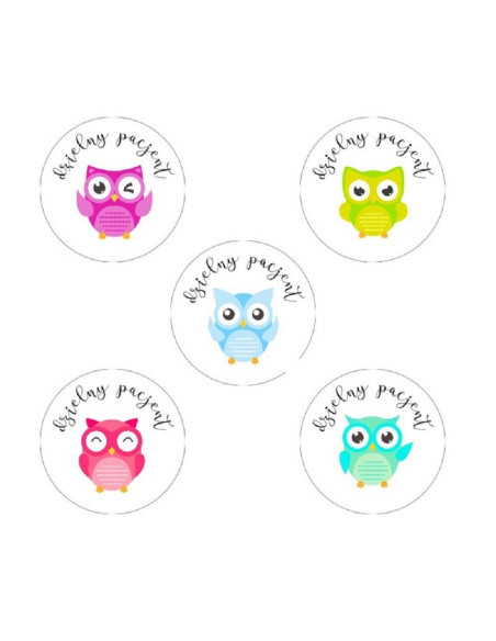 NAKLEJKI DZIELNY PACJENT  "SOWY" - 100 szt.