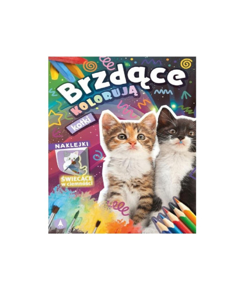 KOLOROWANKA Z NAKLEJKAMI  "Brzdące kolorują kotki" (naklejki świecące w ciemności)