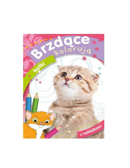KOLOROWANKA Z NAKLEJKAMI  Brzdące kolorują kotki""