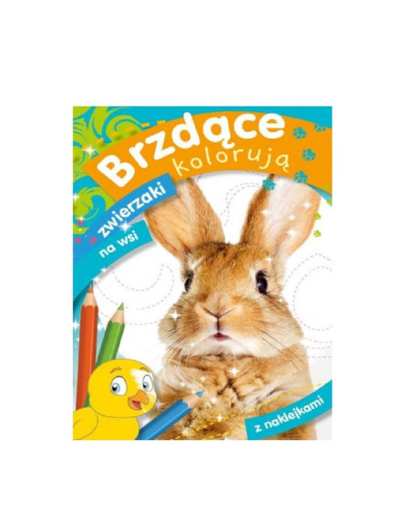 KOLOROWANKA Z NAKLEJKAMI  Brzdące kolorują zwierzaki na wsi""